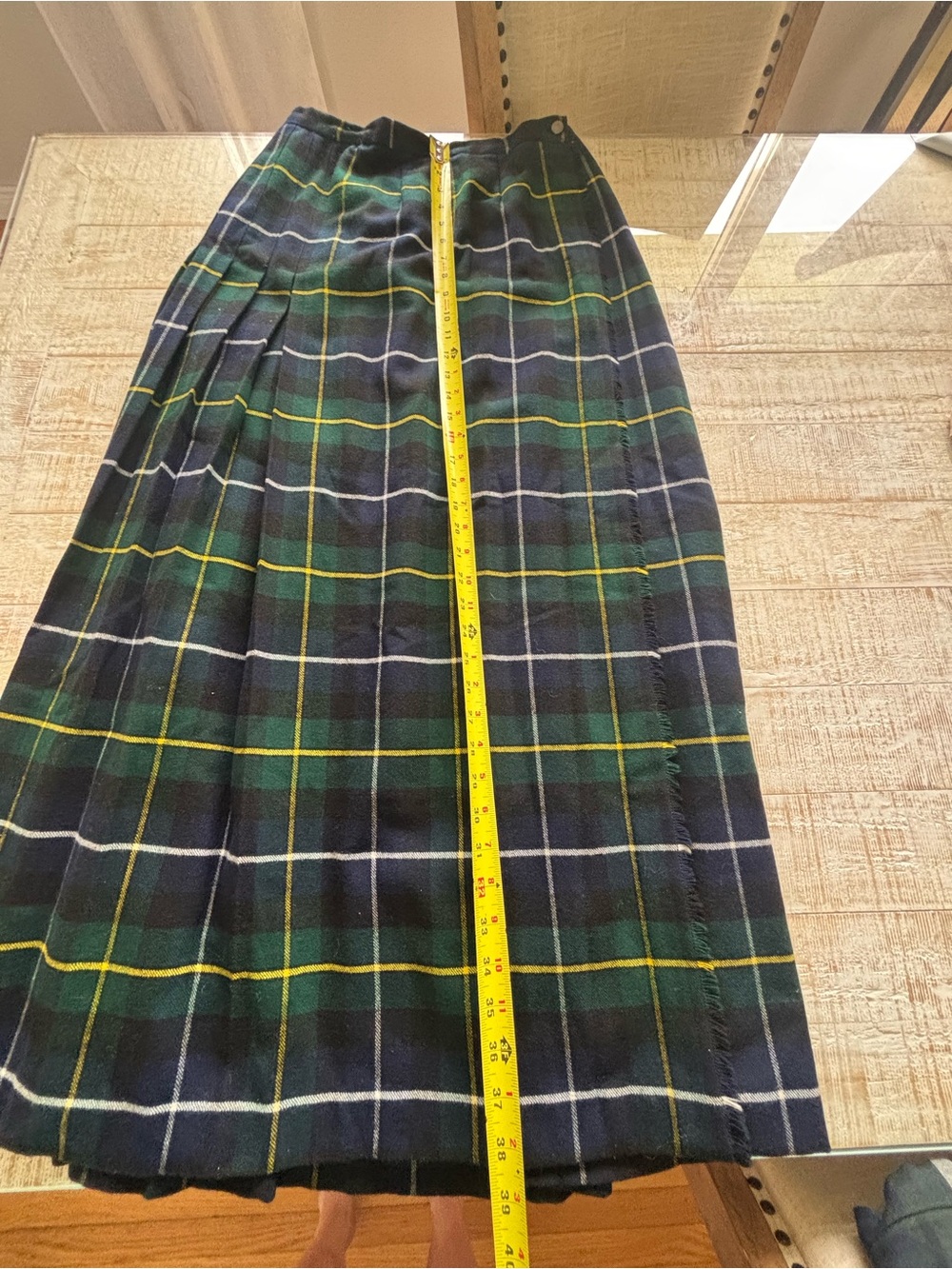 Vintage Tartan House made in Halifax Women’s Green and Navy Plaid Pleated Skirt
